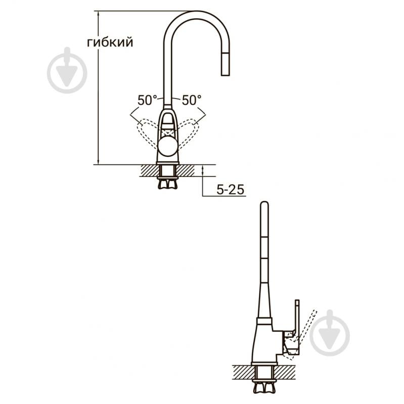 Смеситель Aquatica HL Ø 35 для кухни гусак силиконовая на гайке (HL-4B530C) - фото 2