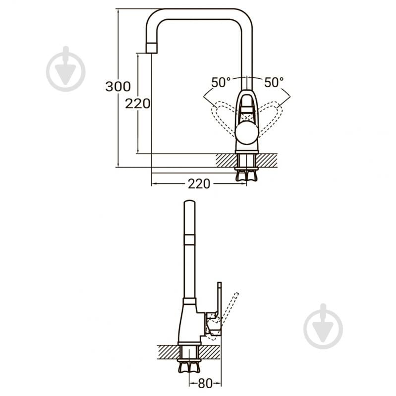 Смеситель Aquatica HL Ø35 для кухни Г-гусь на гайке HL-4B230C - фото 6