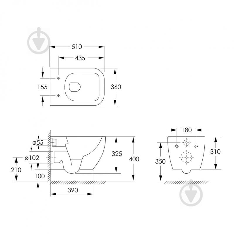 Унитаз подвесной Imprese Valtice Rimless i1105 - фото 2