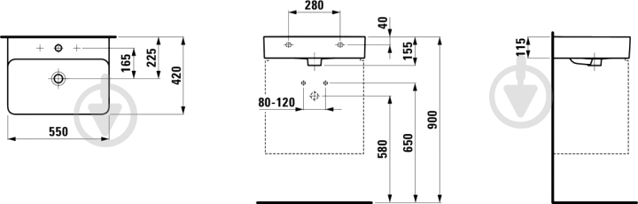 Умывальник Laufen Val 55х42 см - фото 3