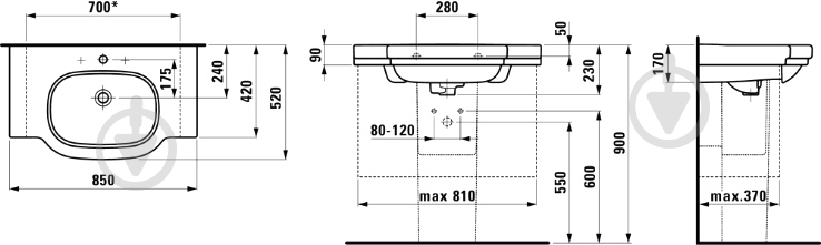 Умывальник Laufen LB3 85х52 см - фото 6 Умывальник Laufen LB3 85х52 см - фото 6
