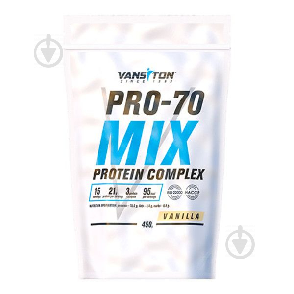 Протеїн Vansiton Mega Protein Pro-70 Ваніль 450 г - фото 1