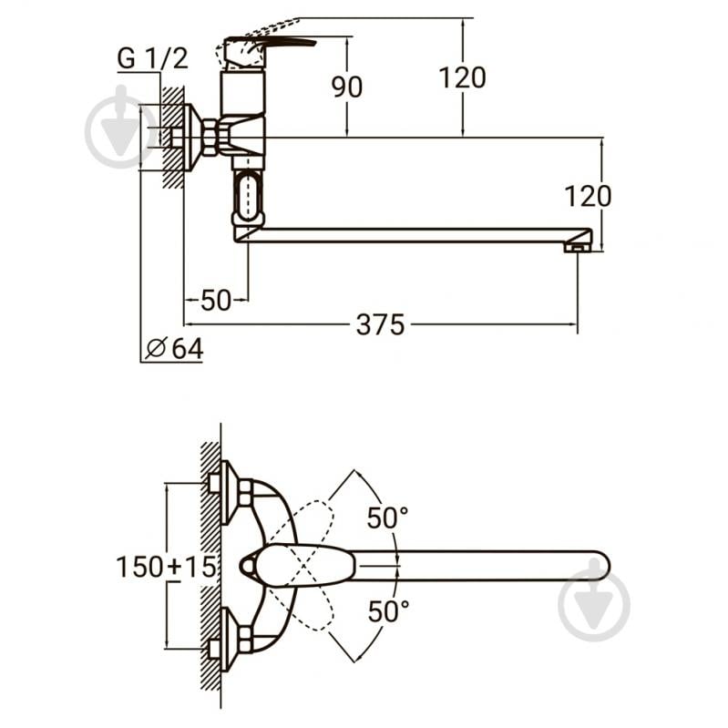 Смеситель Aquatica KN Ø 40 для ванны (KN-3C228C) - фото 2