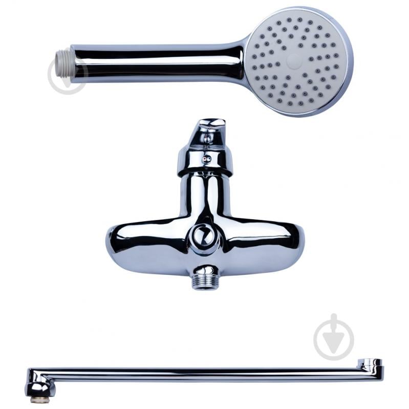 Змішувач Aquatica HM Ø 40 для ванни гусак прямий 350мм дивертор вбудований картріджний (HM-2C231C) - фото 3