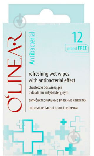 Вологі серветки O'Linear освіжаючі з антибактеріальним ефектом 12 шт. - фото 1