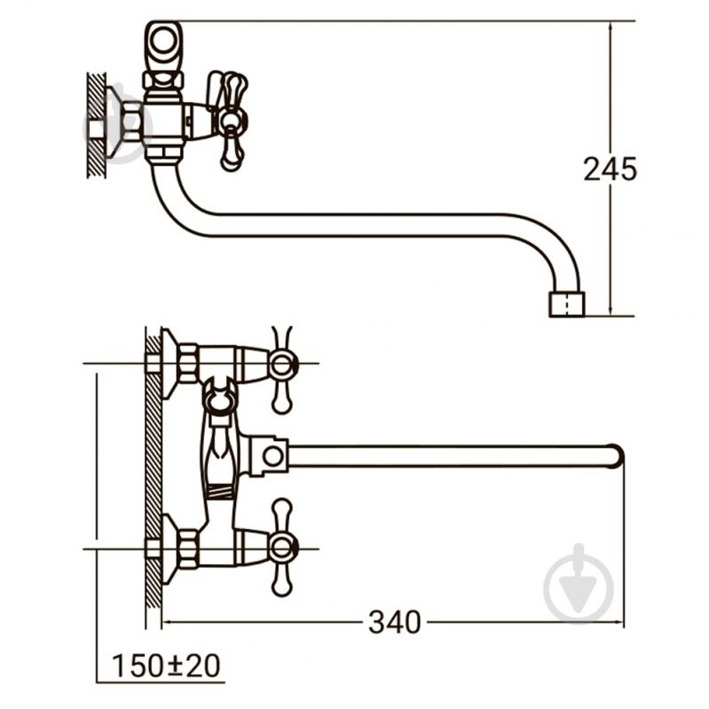 Смеситель Aquatica PM 1/2 для ванны гусак изогнутый дивертор встроенный шаровой (PM-5C457C) - фото 2 Смеситель Aquatica PM 1/2 для ванны гусак изогнутый дивертор встроенный шаровой (PM-5C457C) - фото 2