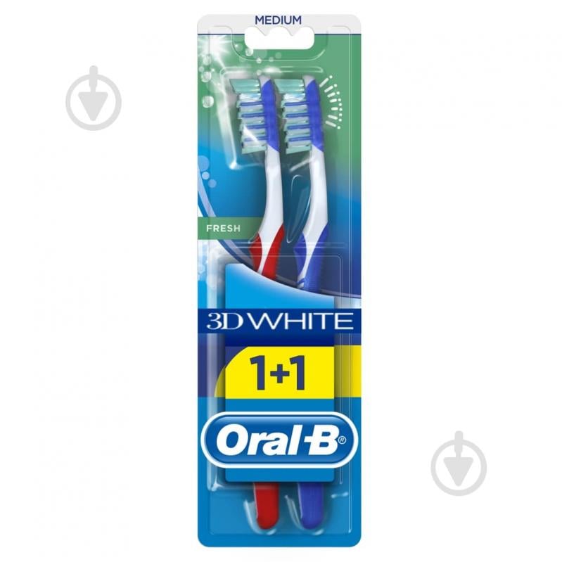 Зубна щітка Oral-B 3D White Fresh середньої жорсткості 2 шт. - фото 1