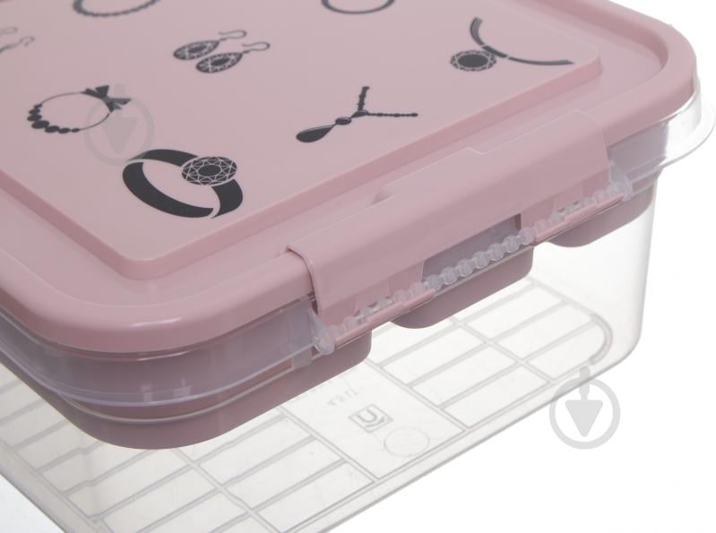 Ящик-органайзер для зберігання Gondol Plastic Bijouterie (Біжутерія) Box рожевий 110x250x - фото 7