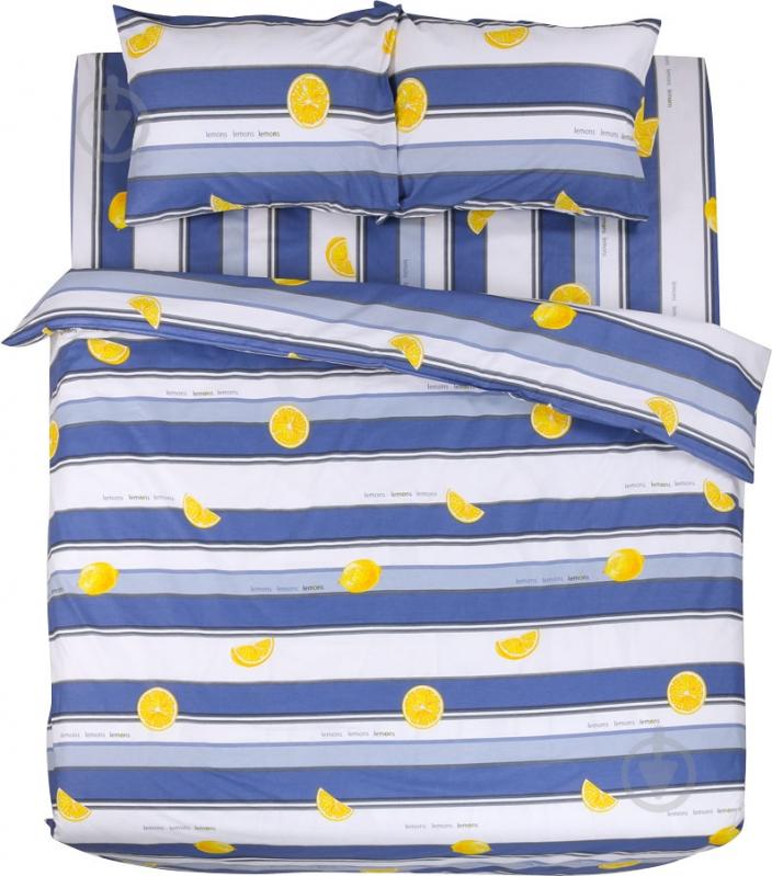 Комплект постельного белья Lemon blue 2,0 синий с белым UP! (Underprice) - фото 1 Комплект постельного белья Lemon blue 2,0 синий с белым UP! (Underprice) - фото 1