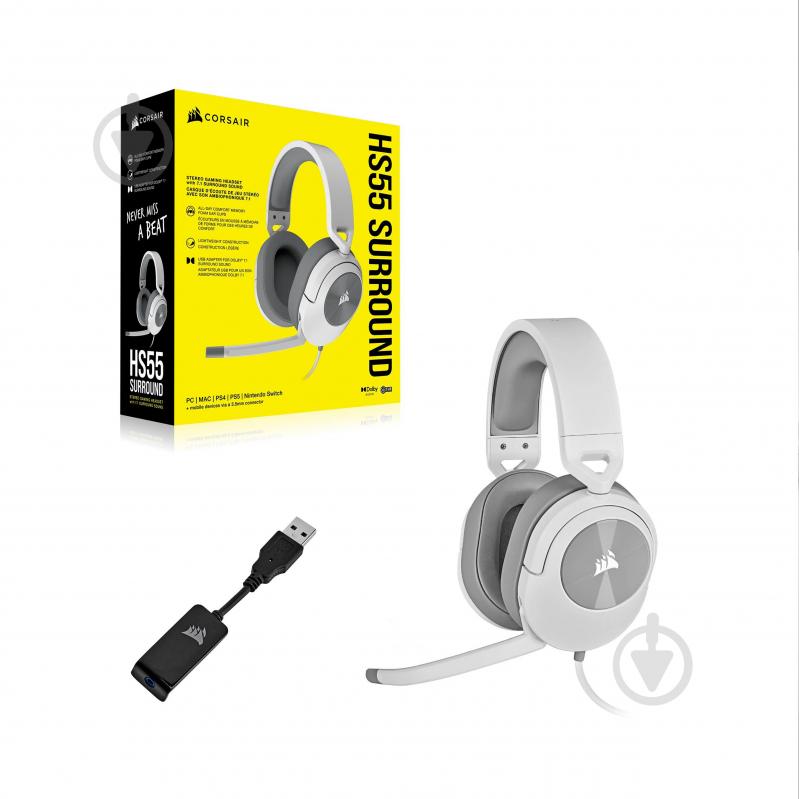 Наушники Corsair HS55 Surround Headset white (CA-9011266-EU) - фото 7