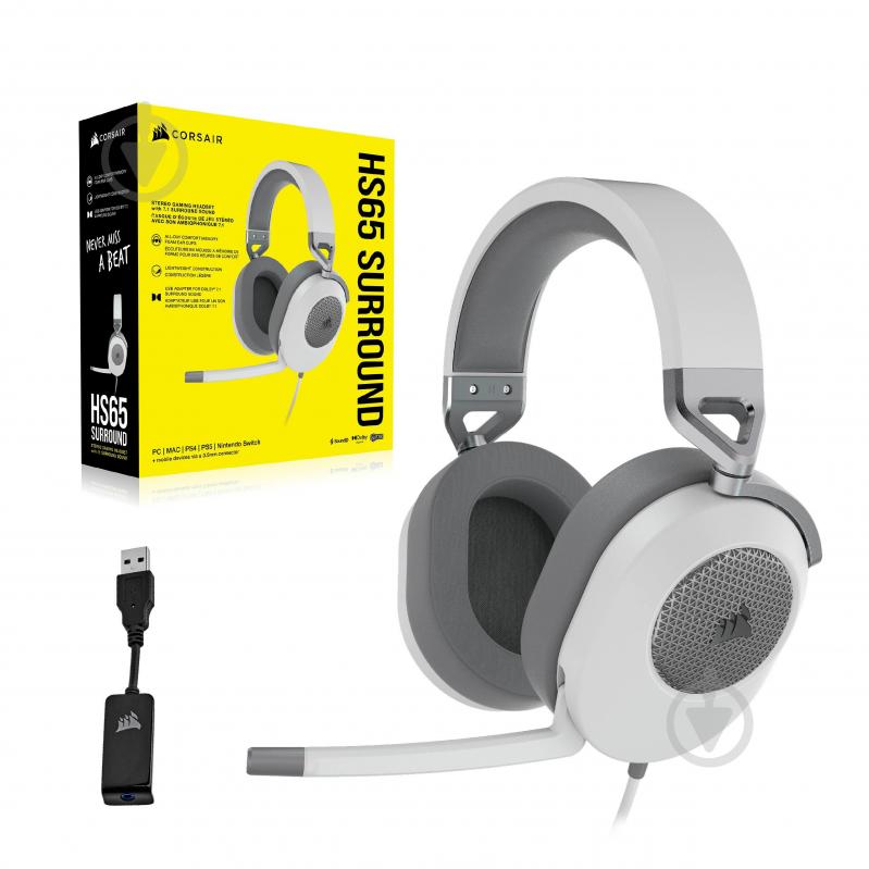 Наушники Corsair HS65 Surround Headset white (CA-9011271-EU) - фото 8