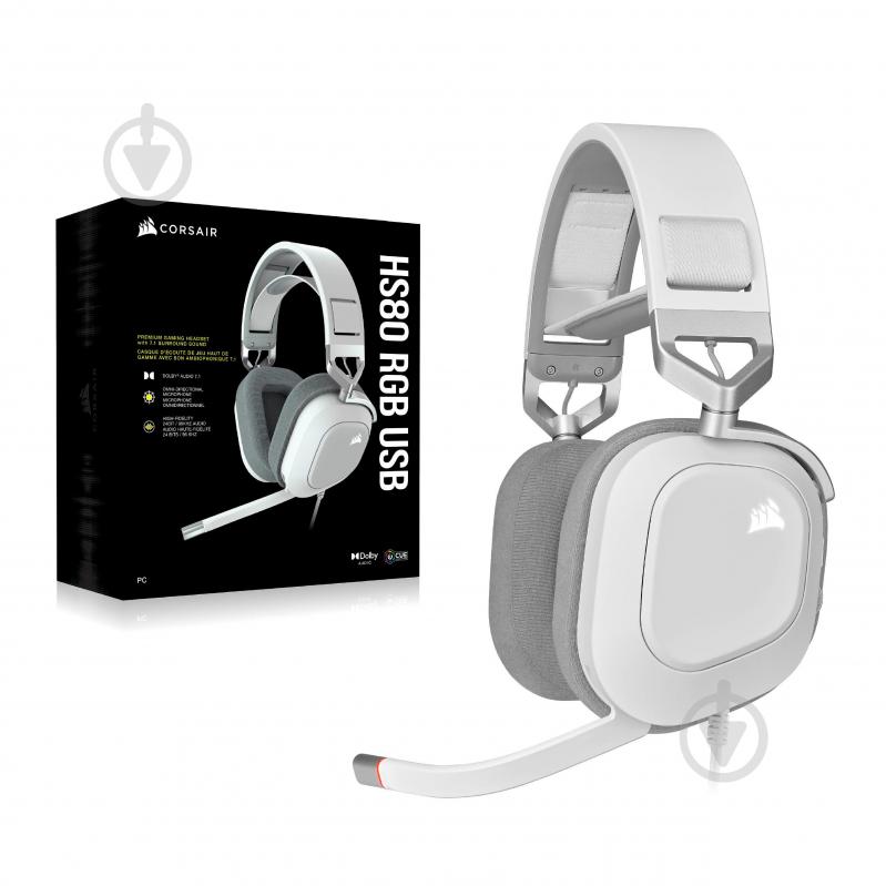 Наушники Corsair HS80 RGB USB Headset white (CA-9011238-EU) - фото 7