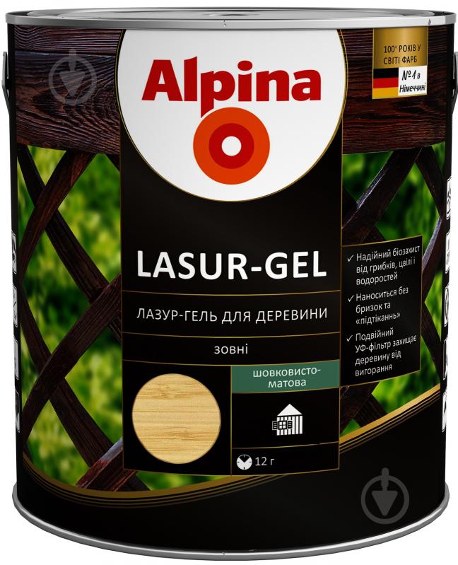 Лазурь Alpina Lasur-Gel сосна шелковистый мат 0,75 л - фото 1