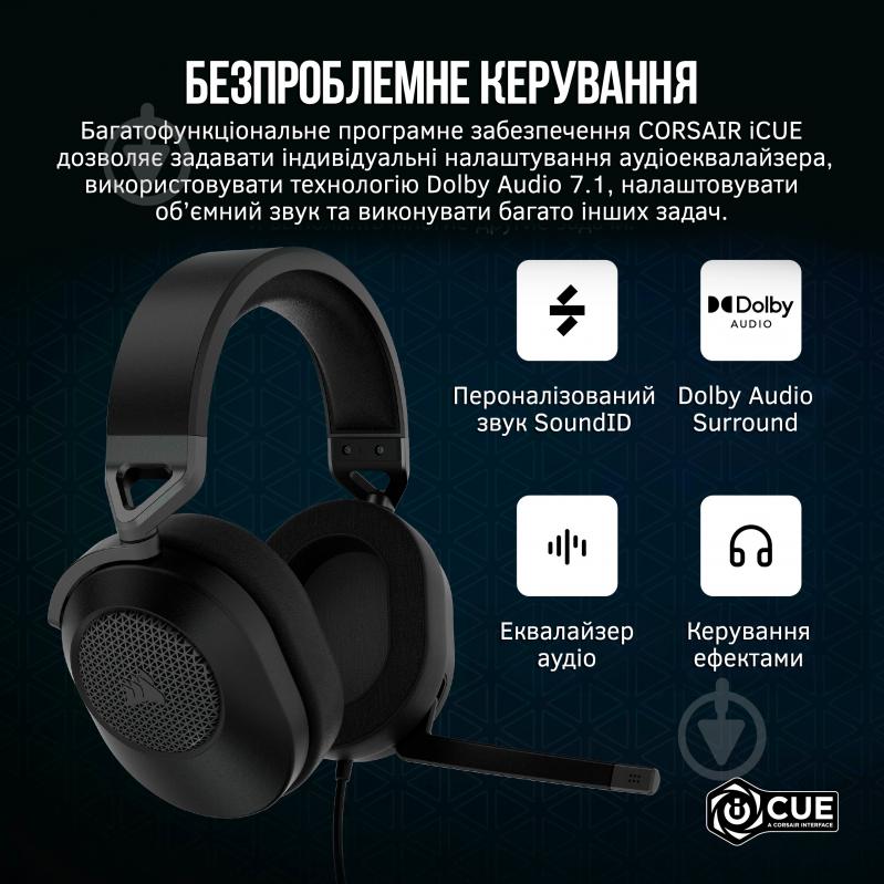 Навушники Corsair HS65 Surround Headset carbon (CA-9011270-EU) - фото 7