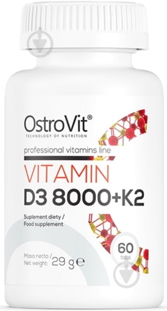 Вітаміни Ostrovit Vitamin D3 8000 + K2 60 шт./уп. - фото 1