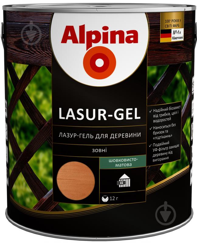 Лазур Alpina Lasur-Gel горобина шовковистий мат 0,75 л - фото 1