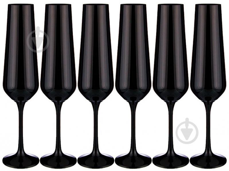 Набор бокалов для шампанского Bohemia Sandra черный 200 мл 6 шт. - фото 2 Набор бокалов для шампанского Bohemia Sandra черный 200 мл 6 шт. - фото 2