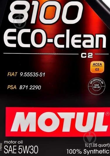 Моторное масло Motul 8100 Eco-Clean 5W-30 1 л (8100 ECO-CLEAN 5W30 1L) - фото 2