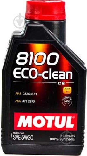 Моторное масло Motul 8100 Eco-Clean 5W-30 1 л (8100 ECO-CLEAN 5W30 1L) - фото 1