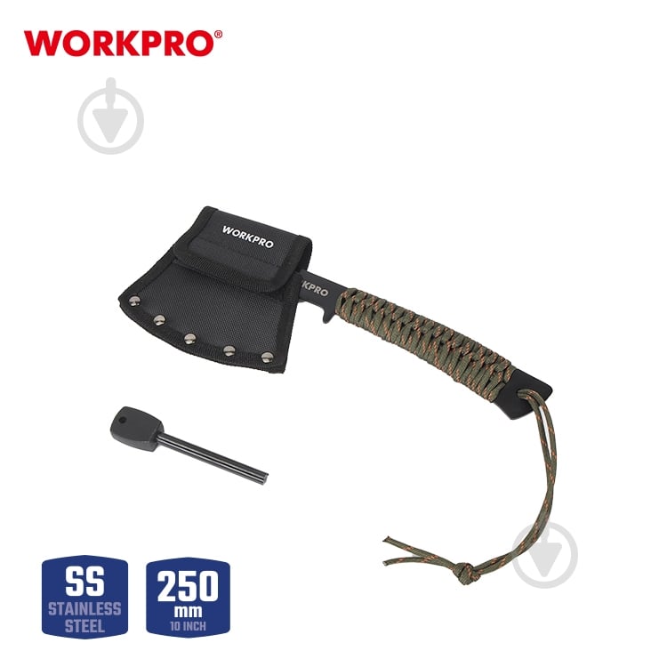 Топор WORKPRO туристический (паракорд) PRO WP383002 - фото 2 Топор WORKPRO туристический (паракорд) PRO WP383002 - фото 2