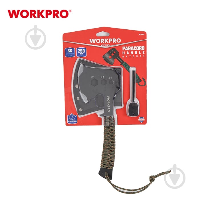 Топор WORKPRO туристический (паракорд) PRO WP383002 - фото 5 Топор WORKPRO туристический (паракорд) PRO WP383002 - фото 5
