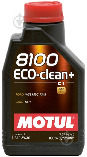 Моторное масло Motul 8100 Eco-Clean+ 5W-30 1 л (8100 ECO-CLEAN+ 5W30 1L) - фото 1