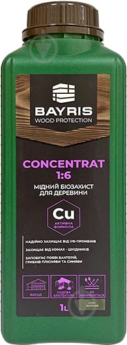 Биозащита медная Bayris для древесины коричневый 1 л - фото 1