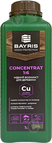 Биозащита медная Bayris для древесины зеленый 1 л - фото 1