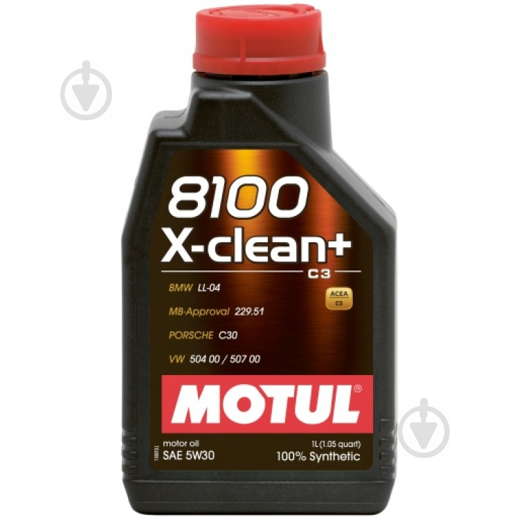 Моторное масло Motul 8100 X-Clean+ 5W-30 1 л (8100 X-CLEAN+ 5W30 1L) - фото 1