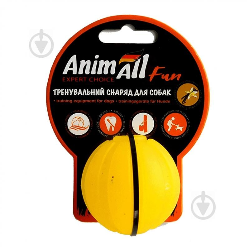 Игрушка для собак AnimAll Fun мяч желтый 5 см - фото 1