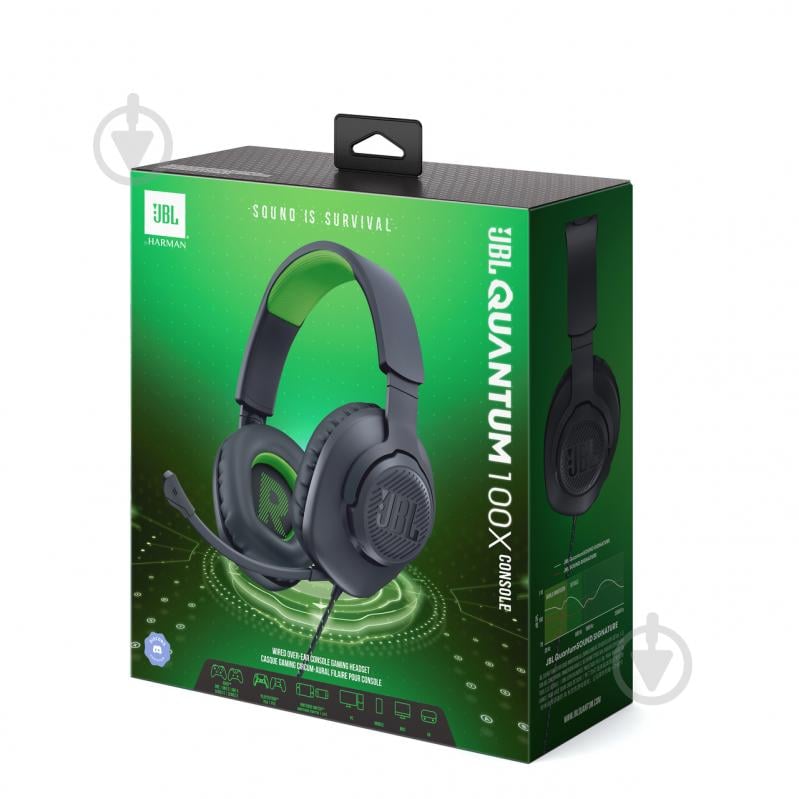 Гарнитура игровая JBL Quantum 100X Console black/green (JBLQ100XBLKGRN) - фото 8