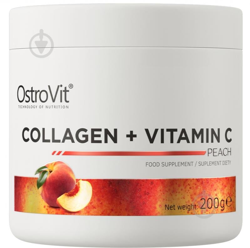 Біологічно активна добавка Ostrovit Collagen + Vitamin C Персик 200 г - фото 1