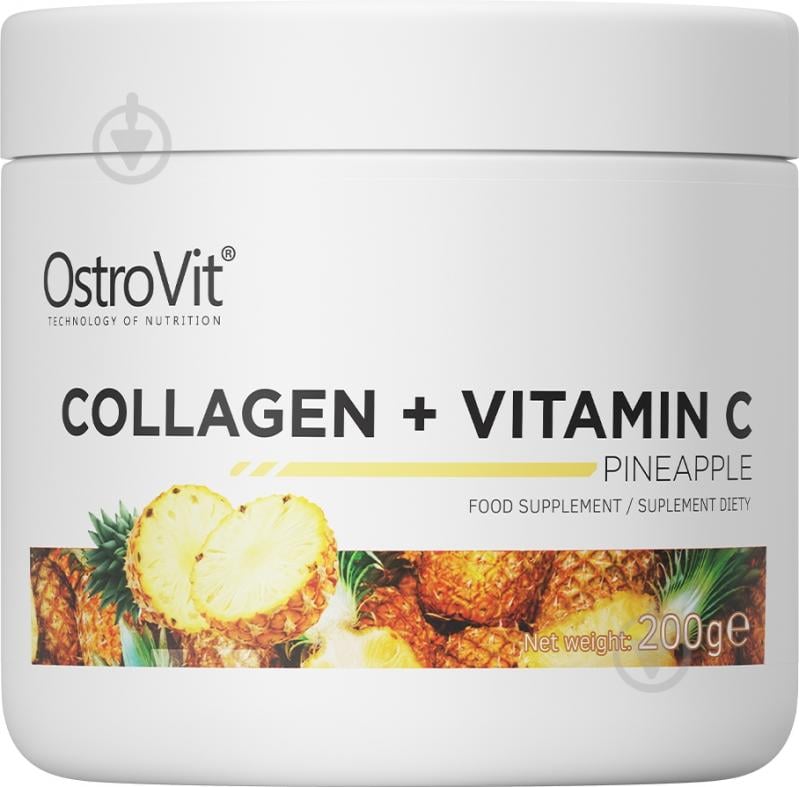 Биологически активная добавка Ostrovit Collagen + Vitamin C Ананасовый 200 г - фото 1