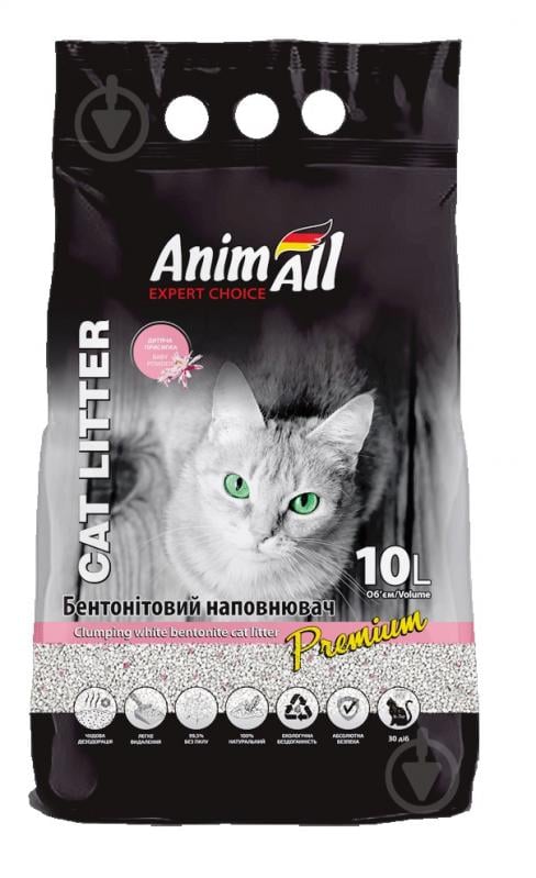 Наповнювач бентонітовий AnimAll з ароматом дитячої пудри 10 л - фото 1