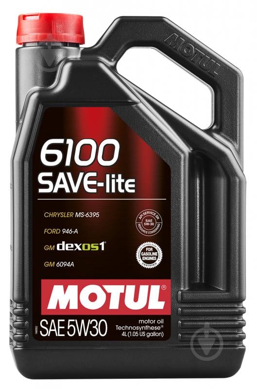 Моторное масло Motul 6100 Save-Lite 5W-30 4 л (6100 SAVE-LITE 5W30 4L) - фото 1