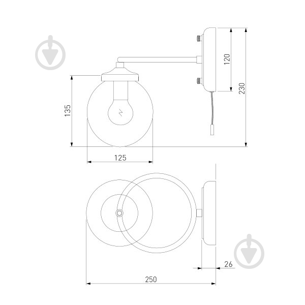Бра Strotskis Link 1x60 Вт E14 черный 70104/1 - фото 7