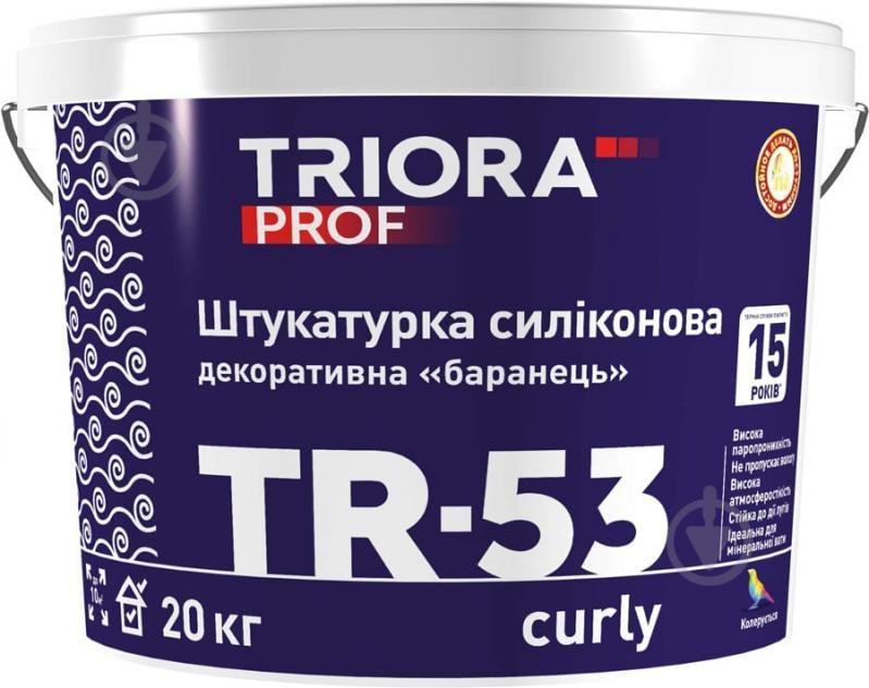 Декоративна штукатурка баранець Triora силіконова TR-53 curly 1-1,5 мм 20 кг білий - фото 1