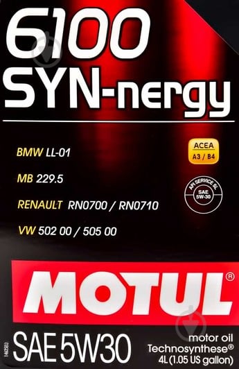 Моторне мастило Motul 6100 SYN-nergy 5W-30 4 л (6100 SYN-NERGY 5W30 4L) - фото 2