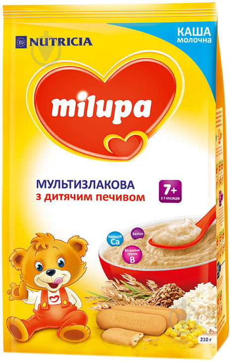 Каша молочна Milupa від 7 місяців мультизлакова з печивом 210 г - фото 1