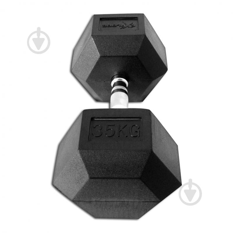 Гантель InterAtletika гексагональна обгумована PD-108-35 Explode 35 кг чорний - фото 3