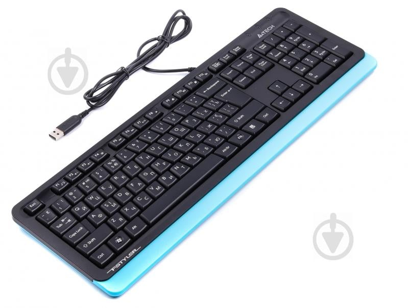 Клавиатура A4Tech FKS10 (Blue) (FKS10 (Blue)) Sleek MMedia Comfort, USB black/blue - фото 2