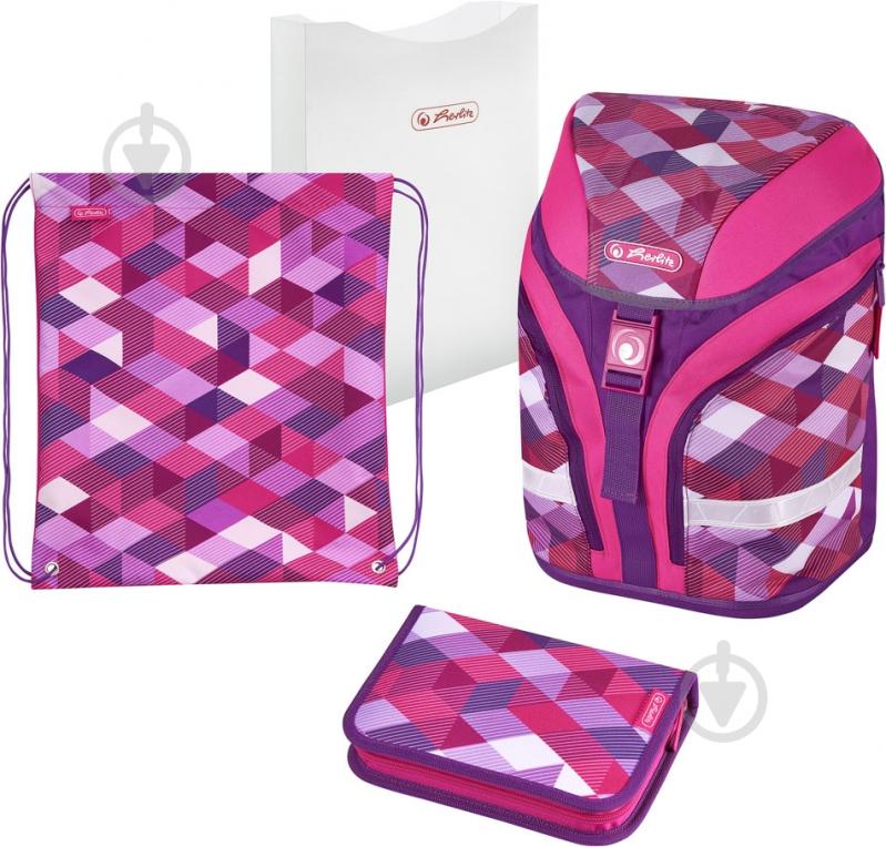 Рюкзак каркасный Herlitz Motion Plus Cubes Pink - фото 1