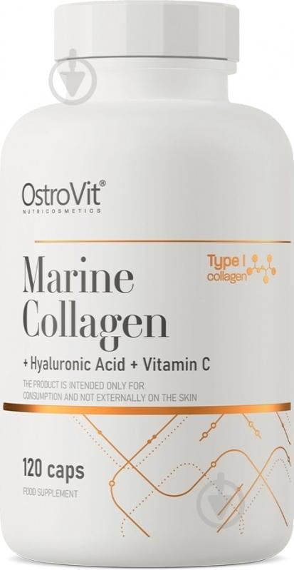 Біологічно активна добавка Ostrovit Marine Collagen + Hyaluronic Acid + Vitamin C 120 капсул 86 г - фото 1