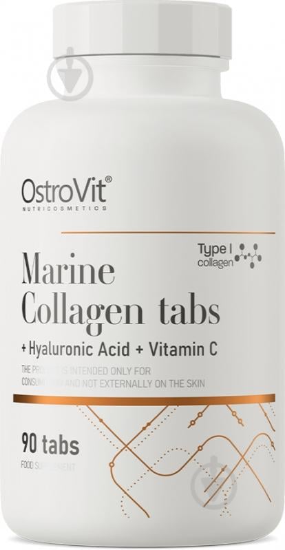 Біологічно активна добавка Ostrovit Marine Collagen + Hyaluronic Acid + Vitamin C 90 таблеток 103 г - фото 1