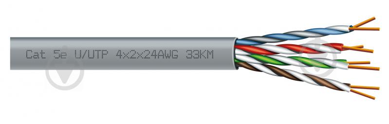 Кабель UTP монолит ЗЗЦМ UTP Cat 5e AWG 4x2х0,51 медь - фото 1