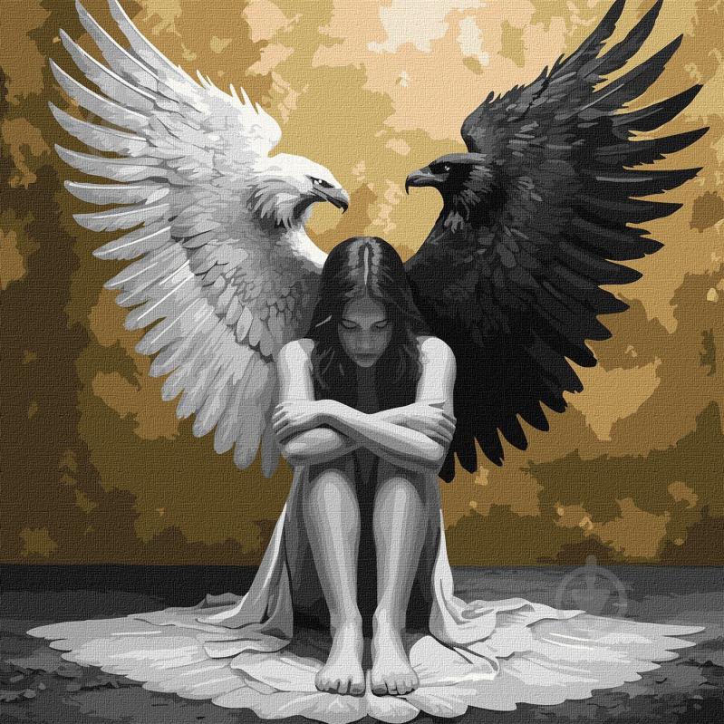 Картина по номерам Две стороны души с красками металлик 40х40 см см Ideyka - фото 1