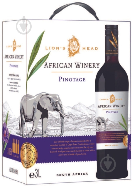 Вино African Winery Pinotage червоне сухе 12% 3 л - фото 1