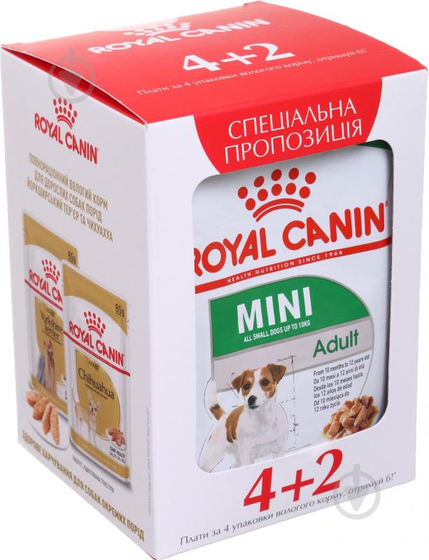 Корм влажный для взрослых собак для малых пород Royal Canin MINI ADULT 4+2 мясо - фото 3