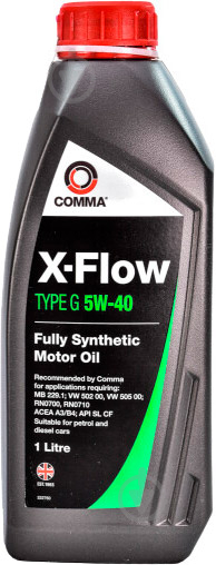 Моторне мастило COMMA X-FLOW G 5W-40 1 л (X-FLOW G 5W40 SYNT. 1L) - фото 1