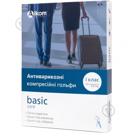 Гольфы антиварикозные Алком компрессия мм.рт.ст. I (18-21) закрытый носок р.2 черный - фото 1